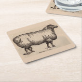 Dessous-de-verre Carré En Papier 19e century print cotswold sheep (Incliné)
