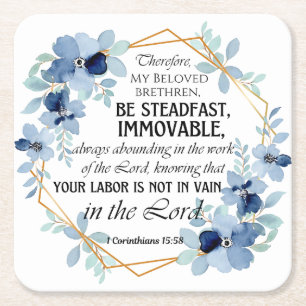 Dessous-de-verre Carré En Papier 1 Corinthiens 15:58 Inspirational Verse Floral