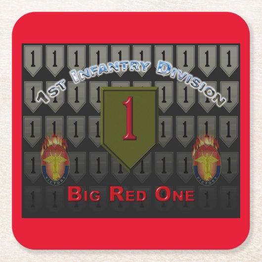 Dessous-de-verre Carré En Papier 1re division d'infanterie cool (Devant)