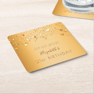 Dessous-de-verre Carré En Papier 21e anniversaire fête or étoile nom
