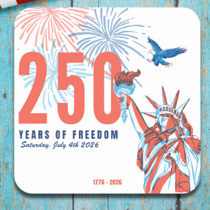 Dessous-de-verre Carré En Papier 250e anniversaire des États-Unis 1776 à 2026 Patri