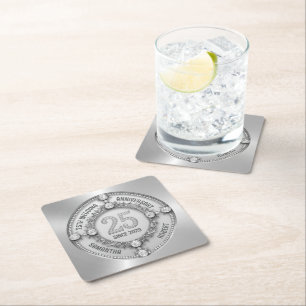 Dessous-de-verre Carré En Papier 25e anniversaire de Mariage