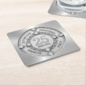 Dessous-de-verre Carré En Papier 25e anniversaire de Mariage (Incliné)