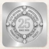 Dessous-de-verre Carré En Papier 25e anniversaire de Mariage (Devant)