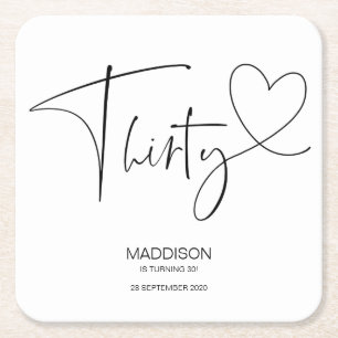 Dessous-de-verre Carré En Papier 30ème Célébration de fête d'anniversaire