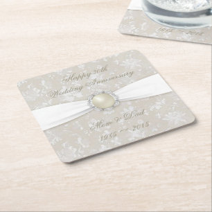 Dessous-de-verre Carré En Papier 30èmes dessous de verre d'anniversaire de mariage