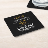 Dessous-de-verre Carré En Papier 40e anniversaire Black Gold Legendary Retro (Incliné)