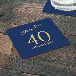 Dessous-de-verre Carré En Papier 40e anniversaire Blue Gold Chapitre 40