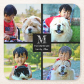 Dessous-de-verre Carré En Papier 4 Collage photo Customisé avec monogramme (Devant)