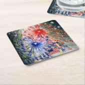 Dessous-de-verre Carré En Papier 4 juillet, numéro 1, peinture d'art (Incliné)