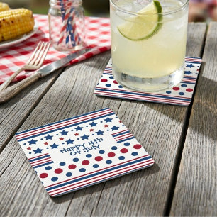 Dessous-de-verre Carré En Papier 4 juillet Rouge Blanc & Bleu Patriotique