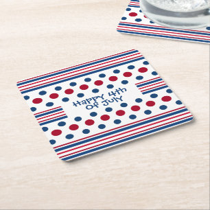 Dessous-de-verre Carré En Papier 4 juillet rouge blanc et bleu patriotique