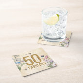 Dessous-de-verre Carré En Papier 50 et Fleur sauvage fabuleux (En situation)