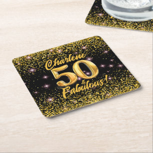 Dessous-de-verre Carré En Papier 50 Fabuleux Gold Parties scintillant Rose Stars 50