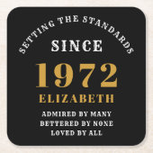 Dessous-de-verre Carré En Papier 50e anniversaire 1972 Elégant Black Gold Chic (Devant)