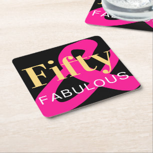 Dessous-de-verre Carré En Papier 50e anniversaire Cinquante et fabuleux Black Gold 