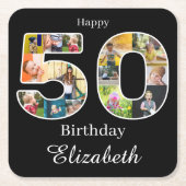 Dessous-de-verre Carré En Papier 50e anniversaire Créez votre propre photo multipho (Devant)
