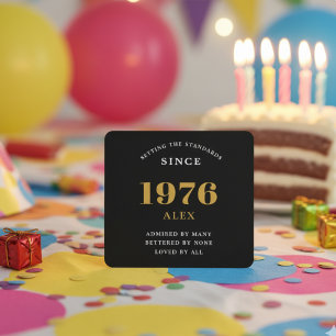 Dessous-de-verre Carré En Papier 50e anniversaire Nom 1975 Black Gold Elegant Chic