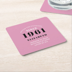Dessous-de-verre Carré En Papier 60e anniversaire 1961 Personnalisée de la dame noi