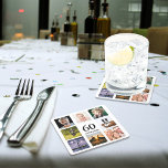 Dessous-de-verre Carré En Papier 60e anniversaire fête photo collage homme homme<br><div class="desc">Un dessous de verre pour une fête du 60e anniversaire pour un type,  célébrant sa vie avec un collage de 8 de vos propres photos. Modèles pour l'âge de 60 ans et une date. Date de naissance ou date de la fête. Lettres de couleur noire. Arrière - plan blanc.</div>
