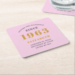 Dessous-de-verre Carré En Papier 60th Birthday Born 1963 Ajouter Nom Rose Grey<br><div class="desc">Anniversaire personnalisé ajoutez votre nom et votre dessous de verre d'année. Modifiez le nom et l'année avec le modèle fourni. Un merveilleux accessoire de fête d'anniversaire personnalisé. Plus de cadeaux et de fournitures de fête disponibles avec le design "de normes de fixation" dans le magasin.</div>