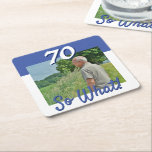 Dessous-de-verre Carré En Papier 70 alors What Funny Citer Photo 70th Birthday Part<br><div class="desc">70 alors What Funny Citer Photo 70th Birthday Party Paper Dessous de verre. dessous de verre personnalisés à 70e anniversaire pour quelqu'un célébrant 70e anniversaire. Il est livré avec une citation drôle et motivationnelle 70 So What et est parfait pour une personne avec un sens de l'humour. Le dessous de...</div>