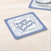Dessous-de-verre Carré En Papier 70e anniversaire Random Number Motif Bleu/Blanc (Incliné)
