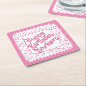 Dessous-de-verre Carré En Papier 70e anniversaire Random Number Motif rose/blanc (Incliné)