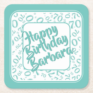 Dessous-de-verre Carré En Papier 70e anniversaire Random Number Motif Turquoise/bla