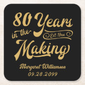Dessous-de-verre Carré En Papier 80e anniversaire ou toute année rétro en devenir (Devant)