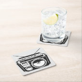 Dessous-de-verre Carré En Papier 80s Boombox Grey (En situation)