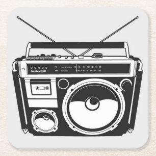 Dessous-de-verre Carré En Papier 80s Boombox Grey