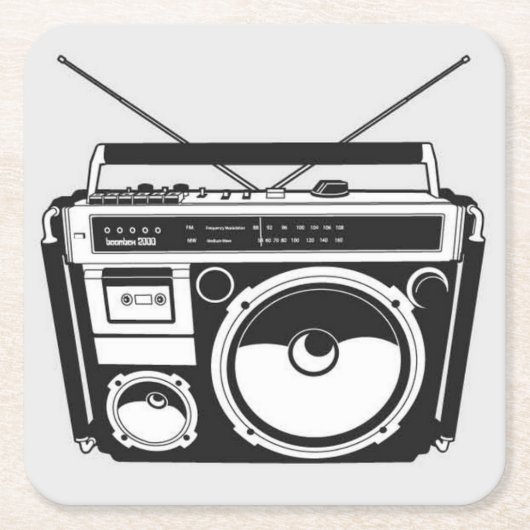 Dessous-de-verre Carré En Papier 80s Boombox Grey (Devant)