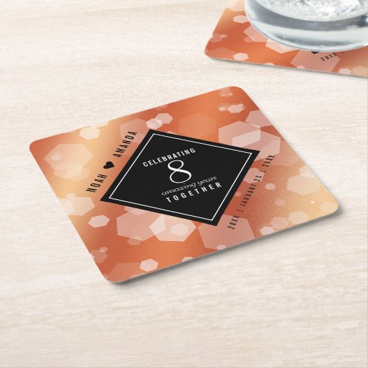 Dessous-de-verre Carré En Papier 8e anniversaire de l'Mariage de bronze (Incliné)