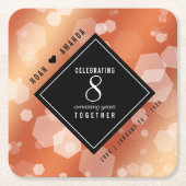 Dessous-de-verre Carré En Papier 8e anniversaire de l'Mariage de bronze (Devant)