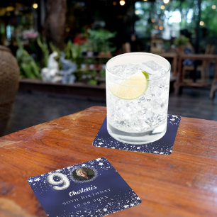 Dessous-de-verre Carré En Papier 90e anniversaire marine bleu argent étoiles photo