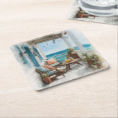 Dessous-de-verre Carré En Papier A Cosy Seaside Balcony (Incliné)