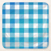 Dessous-de-verre Carré En Papier à damiers Buffalo Plaid bleu et blanc (Devant)