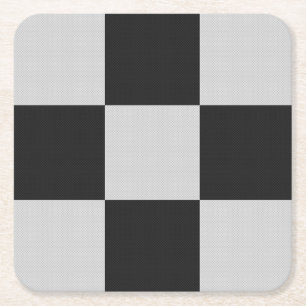Dessous-de-verre Carré En Papier À damiers Carrés noirs et blancs ou COULEUR PERS