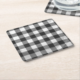 Dessous-de-verre Carré En Papier à damiers Plaid Noir Et Blanc