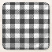Dessous-de-verre Carré En Papier à damiers Plaid Noir Et Blanc (Devant)