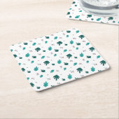 Dessous-de-verre Carré En Papier À feuillage persistant Tree Feuilles et Red Holly  (Incliné)