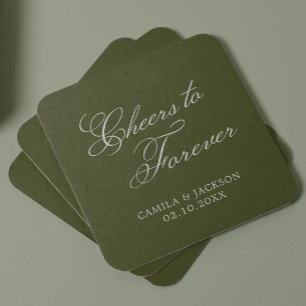 Dessous-de-verre Carré En Papier À la mariée verte pour toujours