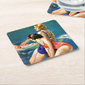 Dessous-de-verre Carré En Papier À la piscine (Incliné)