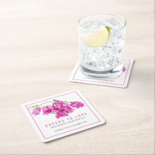 Dessous-de-verre Carré En Papier À la santé de l'amour Bougainvillea rose mariage t