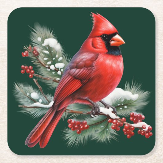 Dessous-de-verre Carré En Papier A Red Cardinal (Devant)