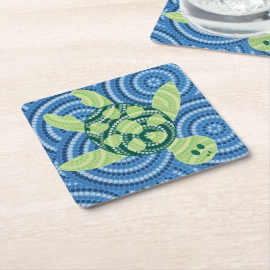Dessous-de-verre Carré En Papier Aboriginal turtle (Incliné)