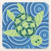 Dessous-de-verre Carré En Papier Aboriginal turtle (Devant)