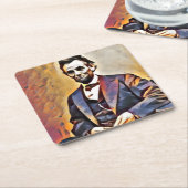 DESSOUS-DE-VERRE CARRÉ EN PAPIER ABRAHAM LINCOLN 16E PRÉSIDENT (Incliné)