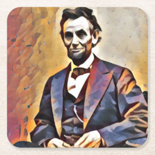 DESSOUS-DE-VERRE CARRÉ EN PAPIER ABRAHAM LINCOLN 16E PRÉSIDENT